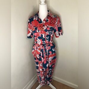 Vintage Shirt Dress Multicolor with Matching Belt